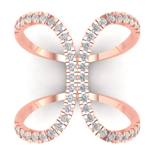 0.5 cttw Zirconia Simulated Diamond Statement Engagement Ring - Solid Rose Gold (VVS1, Round Cut,1.3mm)