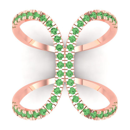 0.5 cttw Zirconia Simulated Green Diamond Statement Engagement Ring - Solid Rose Gold (VVS1, Round Cut,1.3mm)