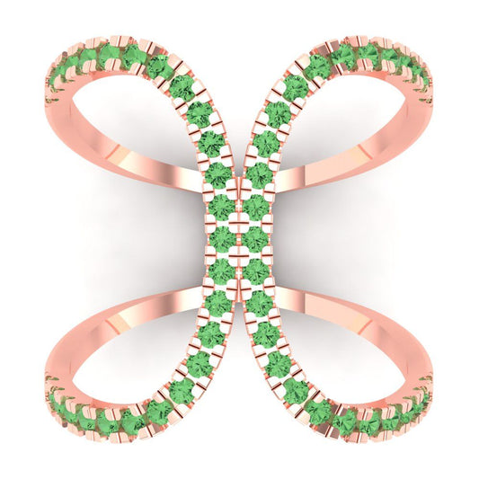 0.5 cttw Zirconia Simulated Green Diamond Statement Engagement Ring - Solid Rose Gold (VVS1, Round Cut,1.3mm)