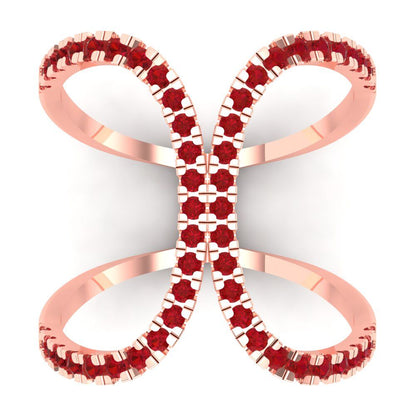 0.5 cttw Simulated Ruby Statement Engagement Ring - Solid Rose Gold (VVS1, Round Cut,1.3mm)