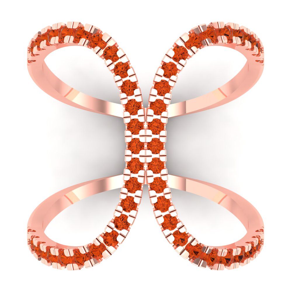 0.5 cttw Zirconia Simulated Red Diamond Statement Engagement Ring - Solid Rose Gold (VVS1, Round Cut,1.3mm)