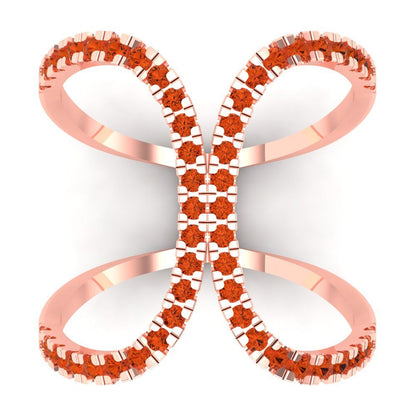 0.5 cttw Zirconia Simulated Red Diamond Statement Engagement Ring - Solid Rose Gold (VVS1, Round Cut,1.3mm)