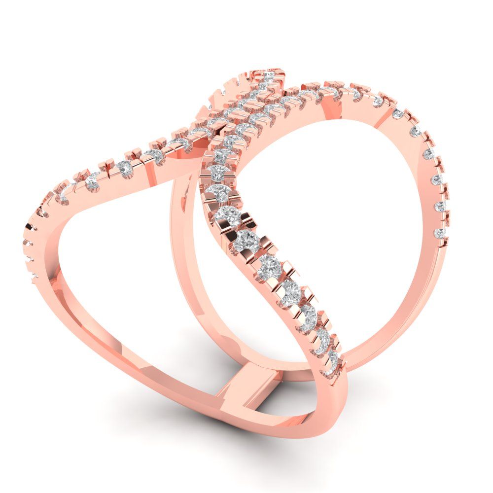 0.5 cttw Zirconia Simulated Diamond Statement Engagement Ring - Solid Rose Gold (VVS1, Round Cut,1.3mm)