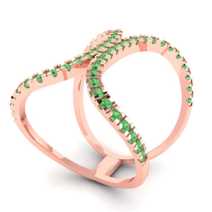 0.5 cttw Zirconia Simulated Green Diamond Statement Engagement Ring - Solid Rose Gold (VVS1, Round Cut,1.3mm)