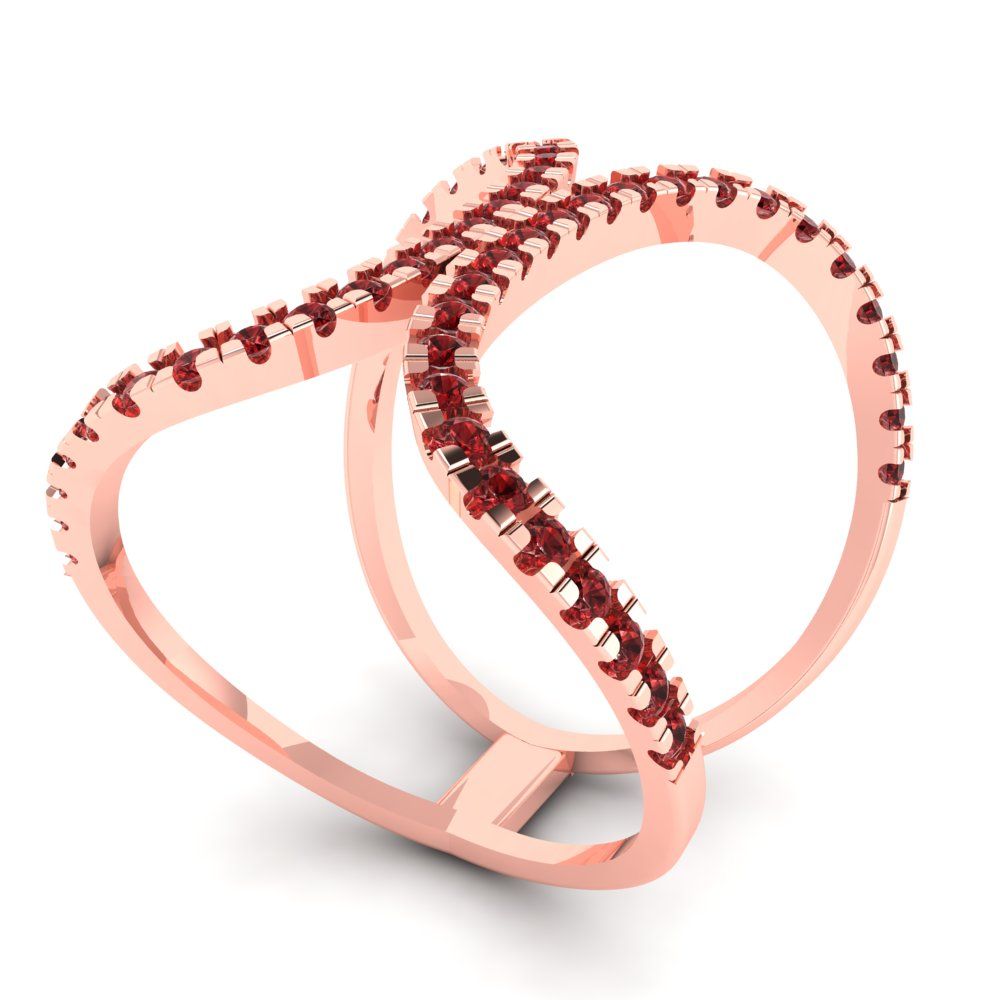 0.5 cttw Natural Garnet Statement Engagement Ring - Solid Rose Gold (VVS1, Round Cut,1.3mm)