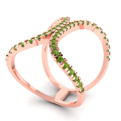 0.5 cttw Natural Peridot Statement Engagement Ring - Solid Rose Gold (VVS1, Round Cut,1.3mm)