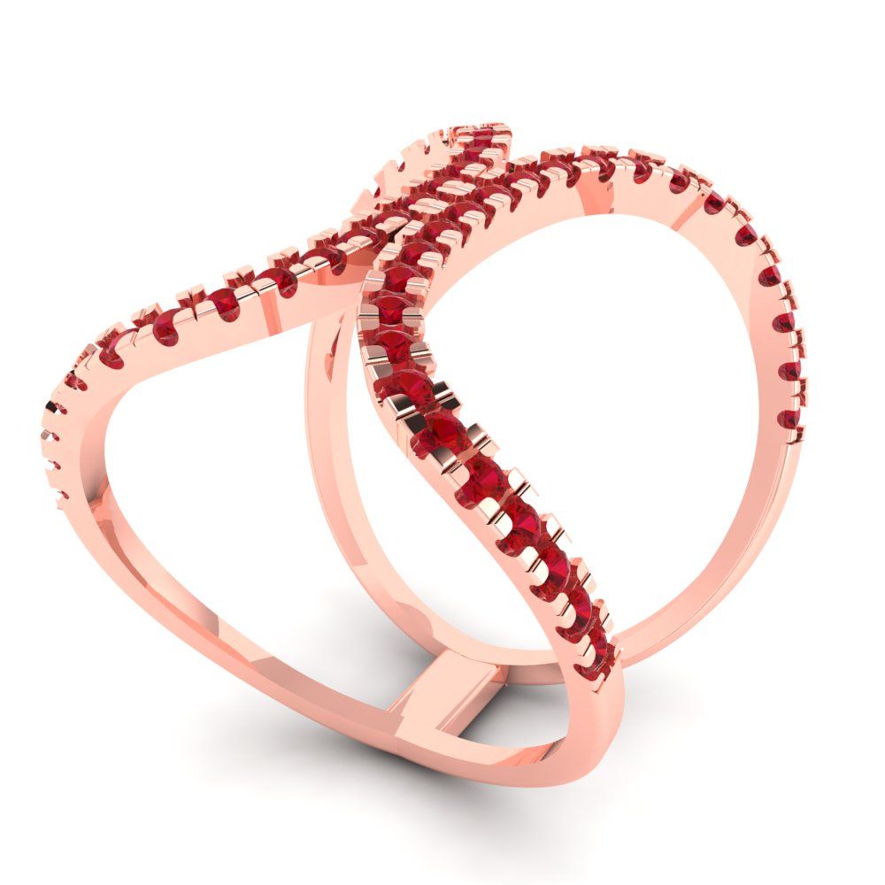 0.5 cttw Simulated Ruby Statement Engagement Ring - Solid Rose Gold (VVS1, Round Cut,1.3mm)