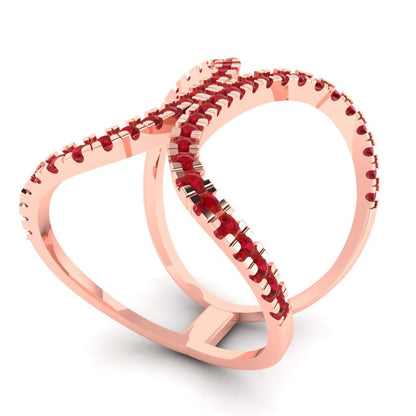 0.5 cttw Simulated Ruby Statement Engagement Ring - Solid Rose Gold (VVS1, Round Cut,1.3mm)