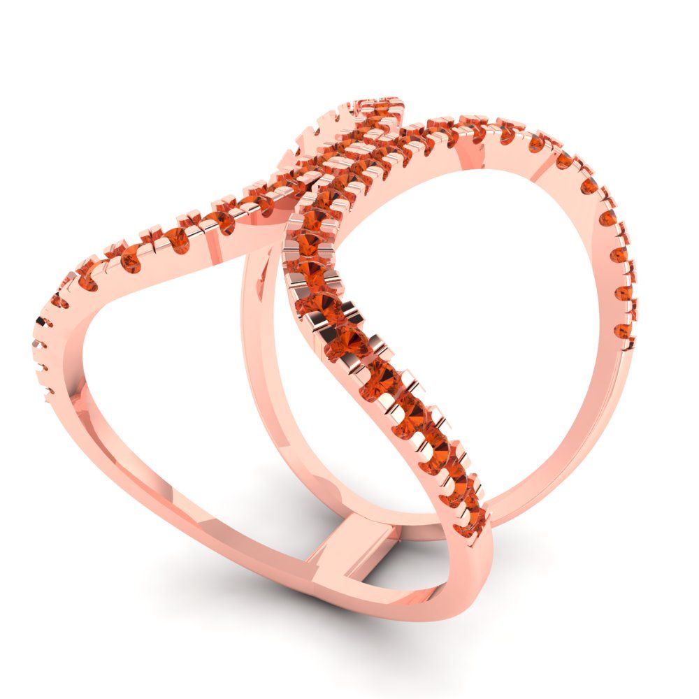 0.5 cttw Zirconia Simulated Red Diamond Statement Engagement Ring - Solid Rose Gold (VVS1, Round Cut,1.3mm)