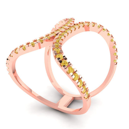 0.5 cttw Natural Citrine Statement Engagement Ring - Solid Rose Gold (VVS1, Round Cut,1.3mm)