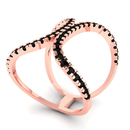 0.5 cttw Natural Onyx Statement Engagement Ring - Solid Rose Gold (VVS1, Round Cut,1.3mm)
