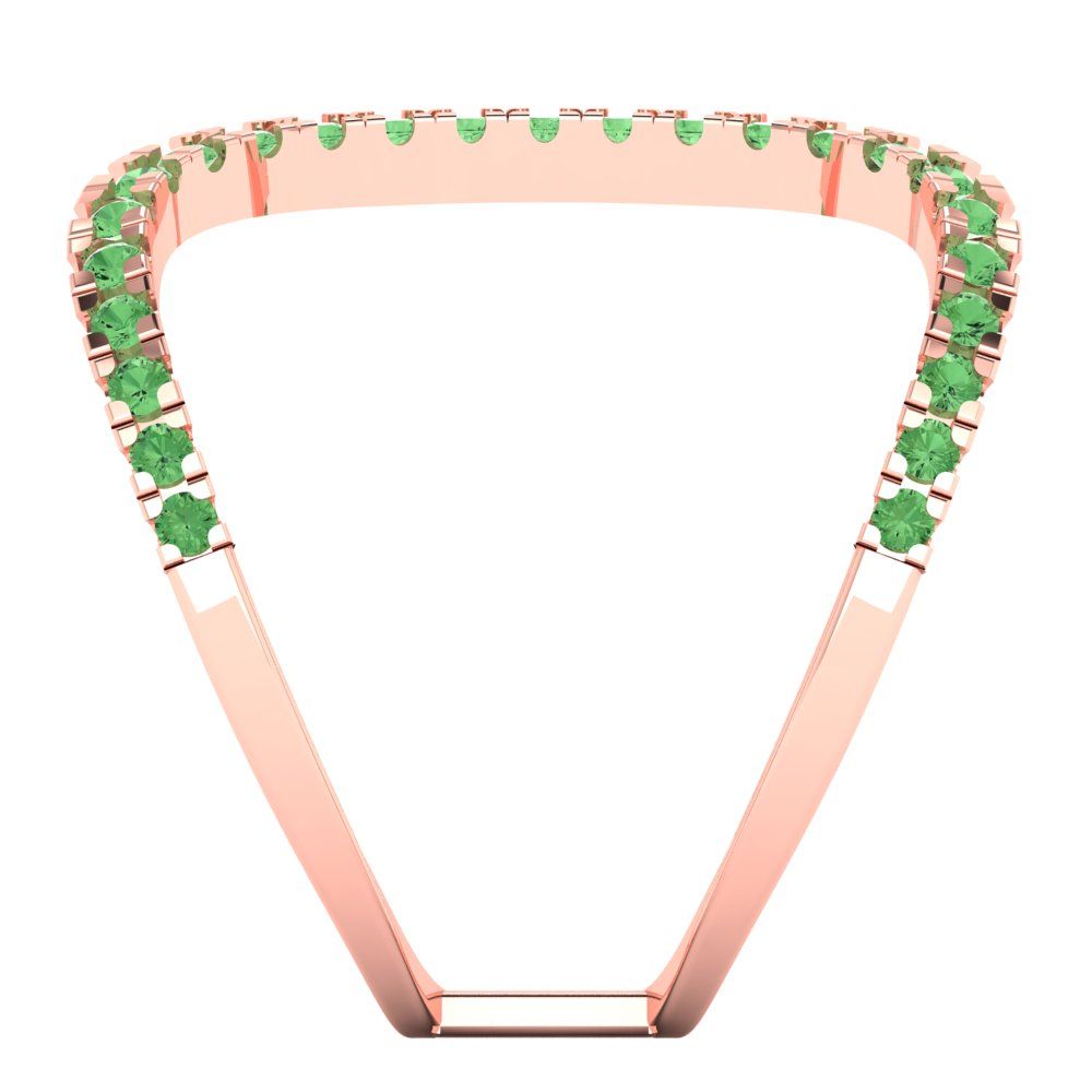 0.5 cttw Zirconia Simulated Green Diamond Statement Engagement Ring - Solid Rose Gold (VVS1, Round Cut,1.3mm)