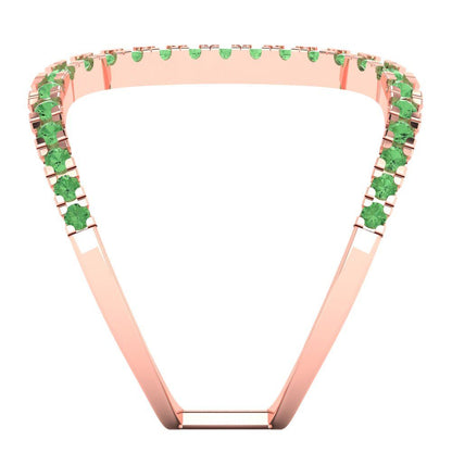 0.5 cttw Zirconia Simulated Green Diamond Statement Engagement Ring - Solid Rose Gold (VVS1, Round Cut,1.3mm)