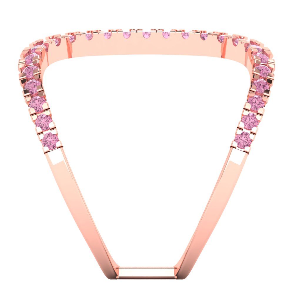 0.5 cttw Zirconia Simulated Pink Diamond Statement Engagement Ring - Solid Rose Gold (VVS1, Round Cut,1.3mm)
