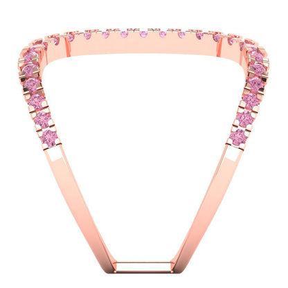 0.5 cttw Zirconia Simulated Pink Diamond Statement Engagement Ring - Solid Rose Gold (VVS1, Round Cut,1.3mm)
