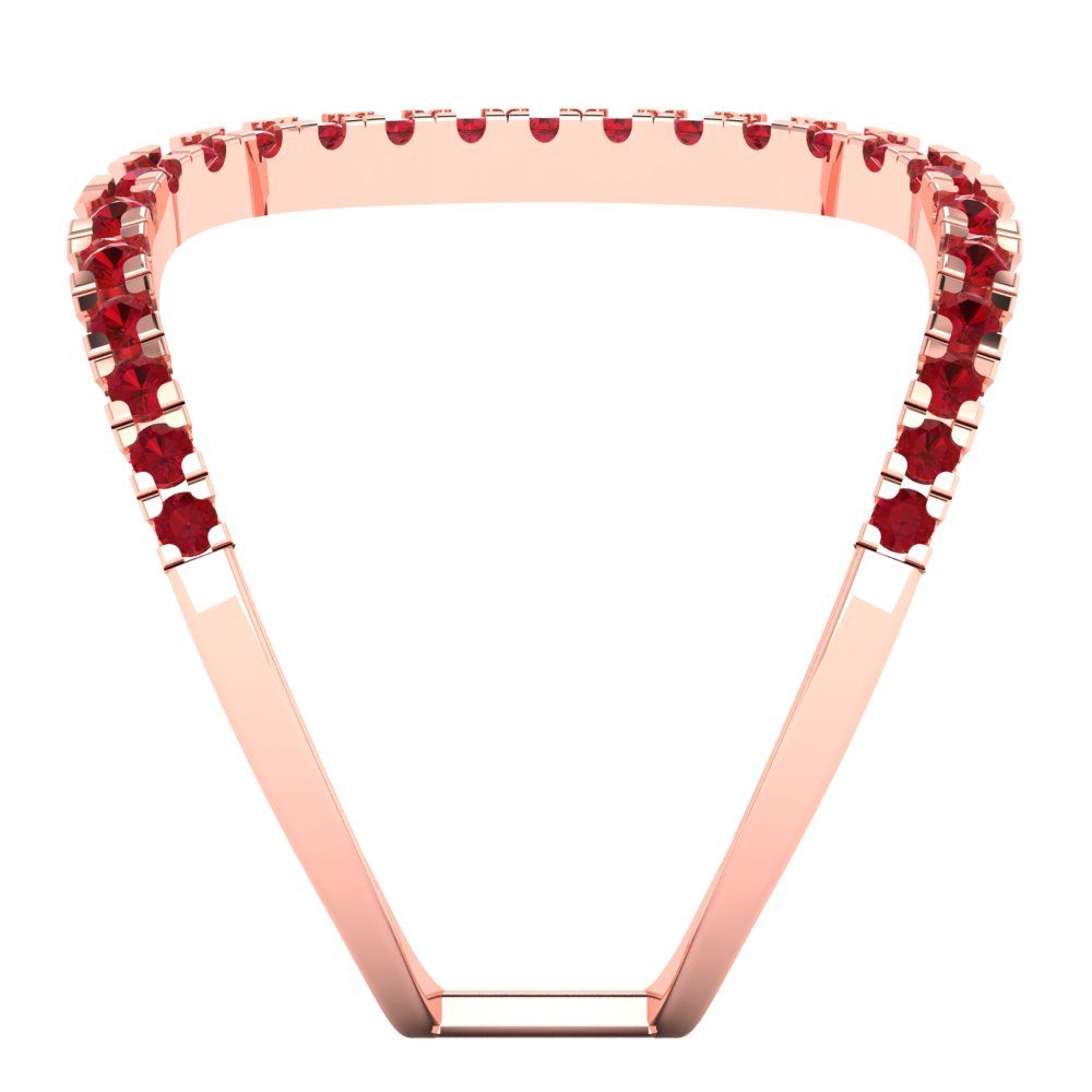 0.5 cttw Simulated Ruby Statement Engagement Ring - Solid Rose Gold (VVS1, Round Cut,1.3mm)
