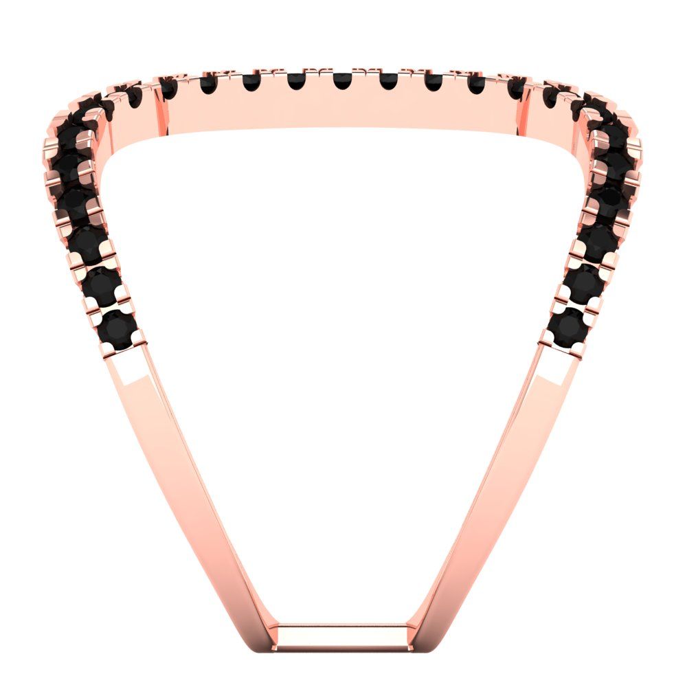 0.5 cttw Natural Onyx Statement Engagement Ring - Solid Rose Gold (VVS1, Round Cut,1.3mm)