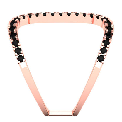 0.5 cttw Natural Onyx Statement Engagement Ring - Solid Rose Gold (VVS1, Round Cut,1.3mm)