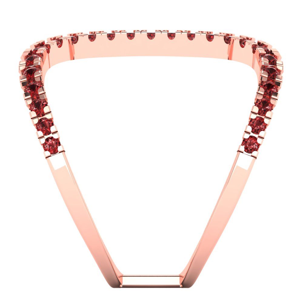 0.5 cttw Natural Garnet Statement Engagement Ring - Solid Rose Gold (VVS1, Round Cut,1.3mm)