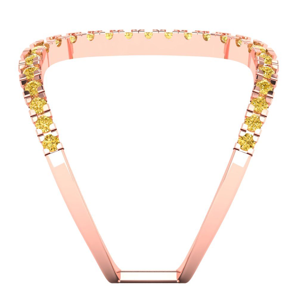 0.5 cttw Natural Citrine Statement Engagement Ring - Solid Rose Gold (VVS1, Round Cut,1.3mm)