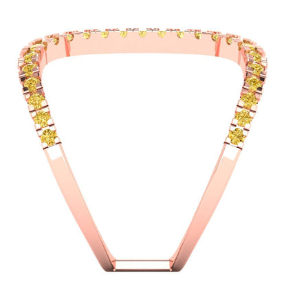 0.5 cttw Natural Citrine Statement Engagement Ring - Solid Rose Gold (VVS1, Round Cut,1.3mm)