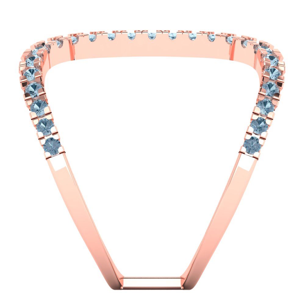 0.5 cttw Natural Sky Blue Topaz Statement Engagement Ring - Solid Rose Gold (VVS1, Round Cut,1.3mm)