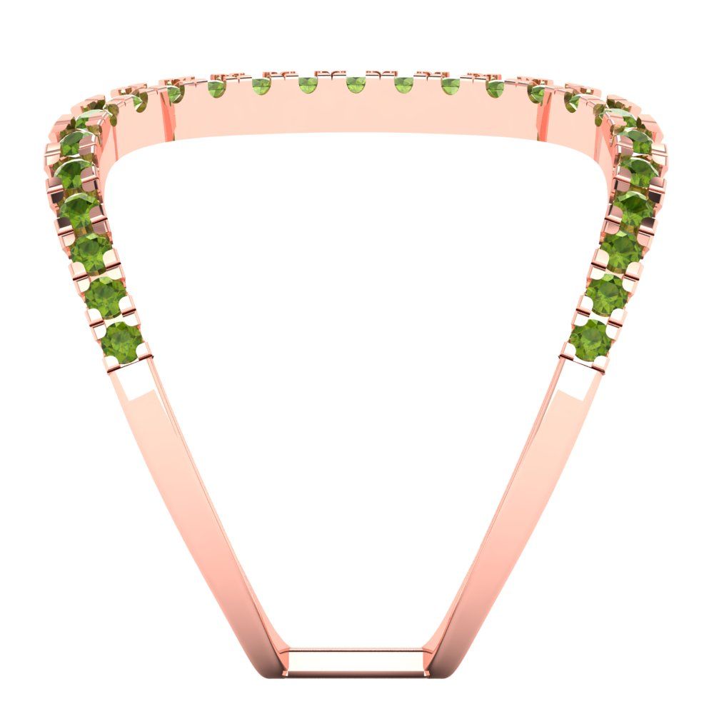 0.5 cttw Natural Peridot Statement Engagement Ring - Solid Rose Gold (VVS1, Round Cut,1.3mm)