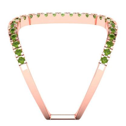 0.5 cttw Natural Peridot Statement Engagement Ring - Solid Rose Gold (VVS1, Round Cut,1.3mm)