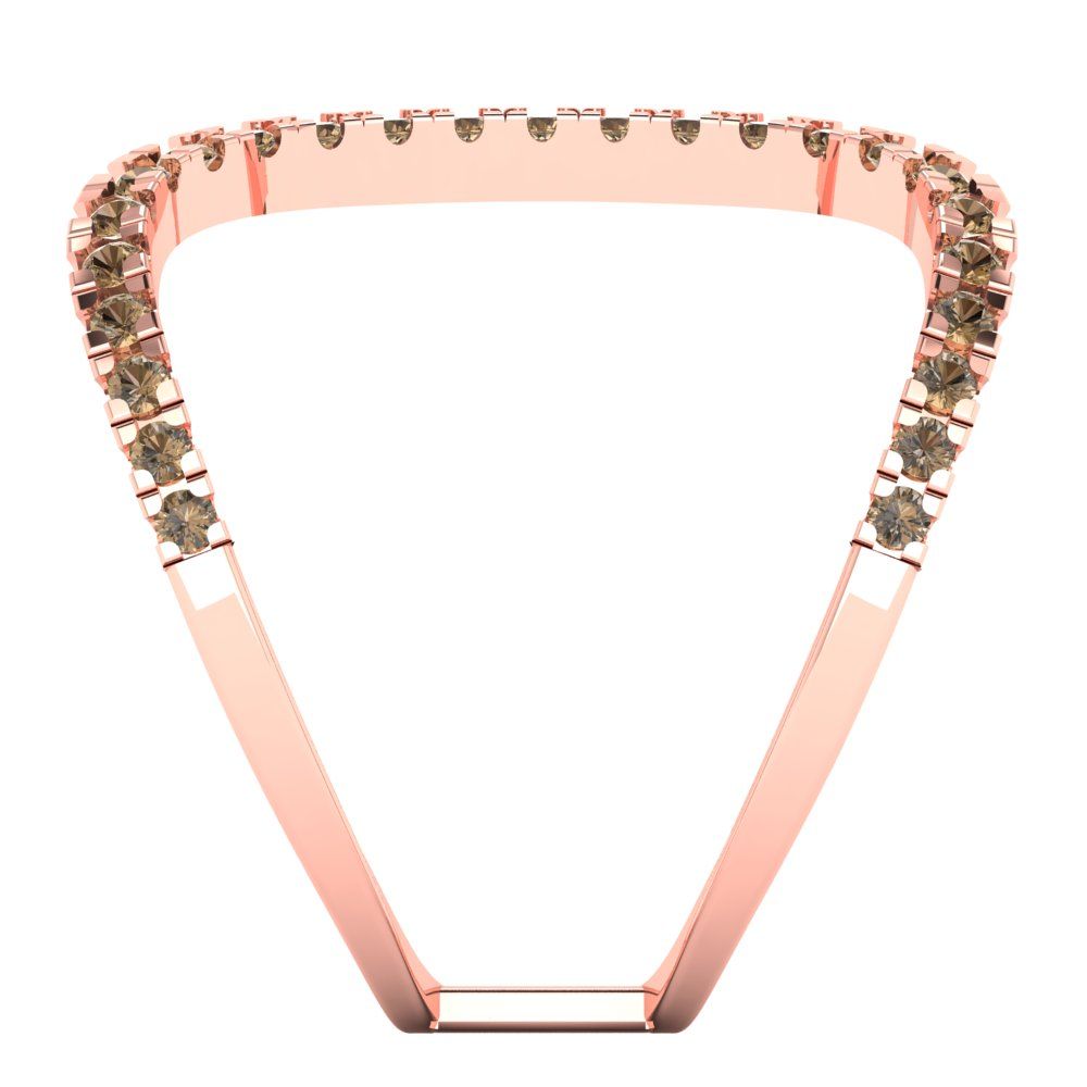0.5 cttw Zirconia Simulated Champagne Diamond Statement Engagement Ring - Solid Rose Gold (VVS1, Round Cut,1.3mm)