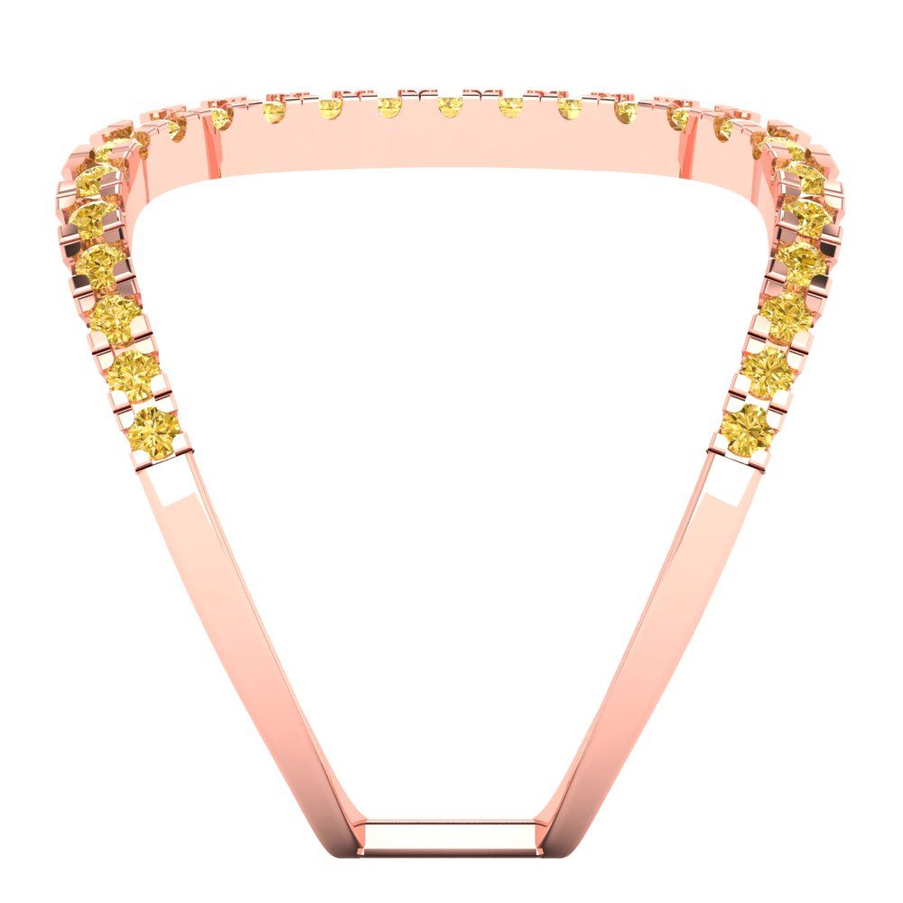 0.5 cttw Zirconia Simulated Yellow Diamond Statement Engagement Ring - Solid Rose Gold (VVS1, Round Cut,1.3mm)