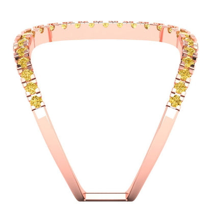 0.5 cttw Zirconia Simulated Yellow Diamond Statement Engagement Ring - Solid Rose Gold (VVS1, Round Cut,1.3mm)