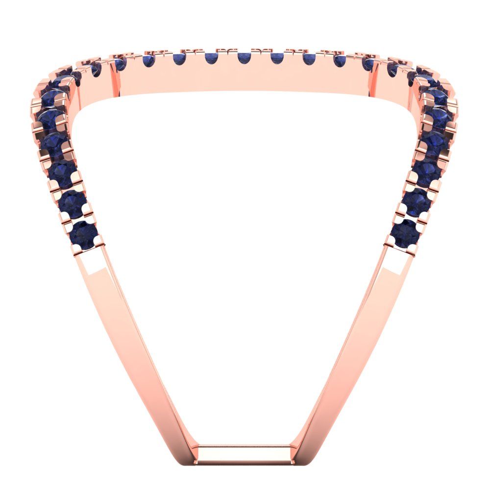 0.5 cttw Simulated Blue Sapphire Statement Engagement Ring - Solid Rose Gold (VVS1, Round Cut,1.3mm)