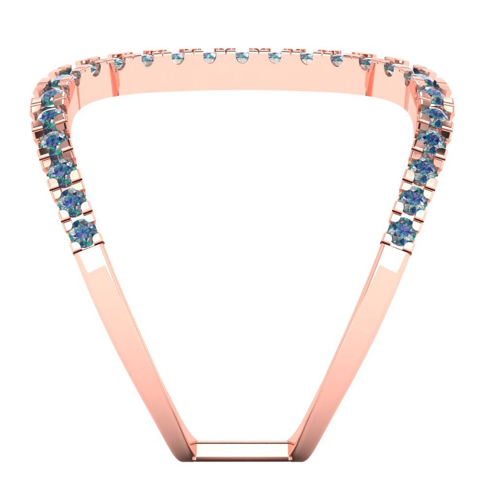 0.5 cttw Blue Moissanite Statement Engagement Ring - Solid Rose Gold (VVS1, Round Cut,1.3mm)