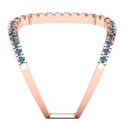 0.5 cttw Blue Moissanite Statement Engagement Ring - Solid Rose Gold (VVS1, Round Cut,1.3mm)