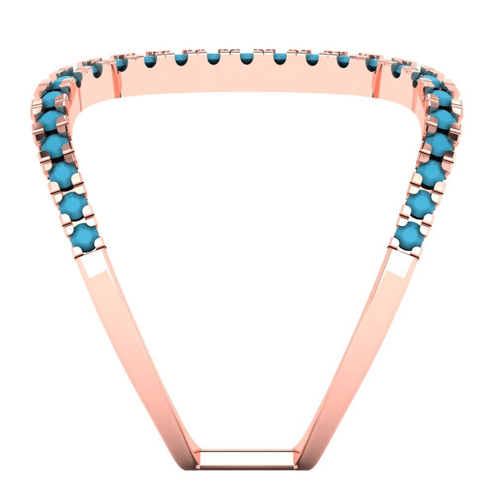 0.5 cttw Simulated Turquoise Statement Engagement Ring - Solid Rose Gold (VVS1, Round Cut,1.3mm)