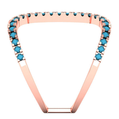 0.5 cttw Simulated Turquoise Statement Engagement Ring - Solid Rose Gold (VVS1, Round Cut,1.3mm)