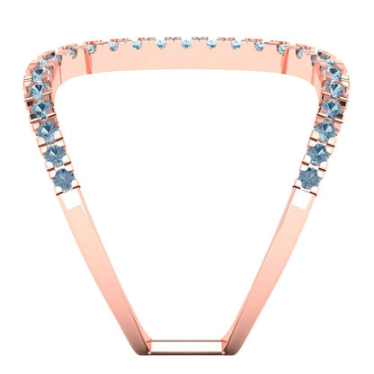 0.5 cttw Natural Swiss Blue Topaz Statement Engagement Ring - Solid Rose Gold (VVS1, Round Cut,1.3mm)
