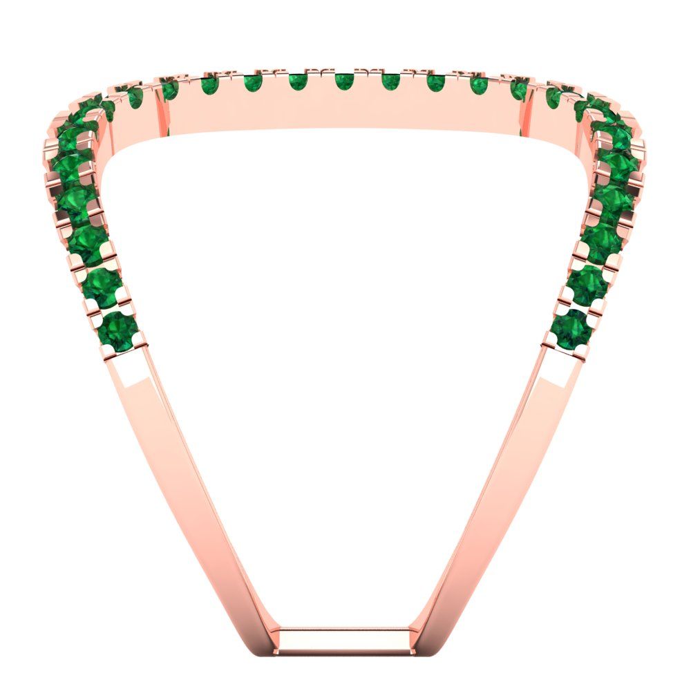 0.5 cttw Simulated Emerald Statement Engagement Ring - Solid Rose Gold (VVS1, Round Cut,1.3mm)