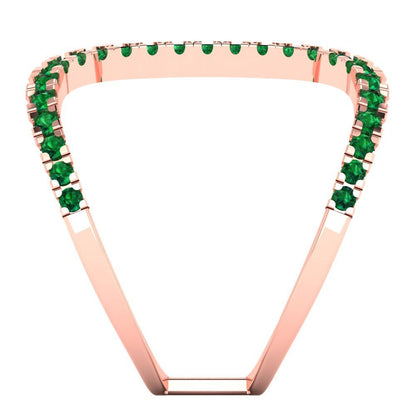 0.5 cttw Simulated Emerald Statement Engagement Ring - Solid Rose Gold (VVS1, Round Cut,1.3mm)