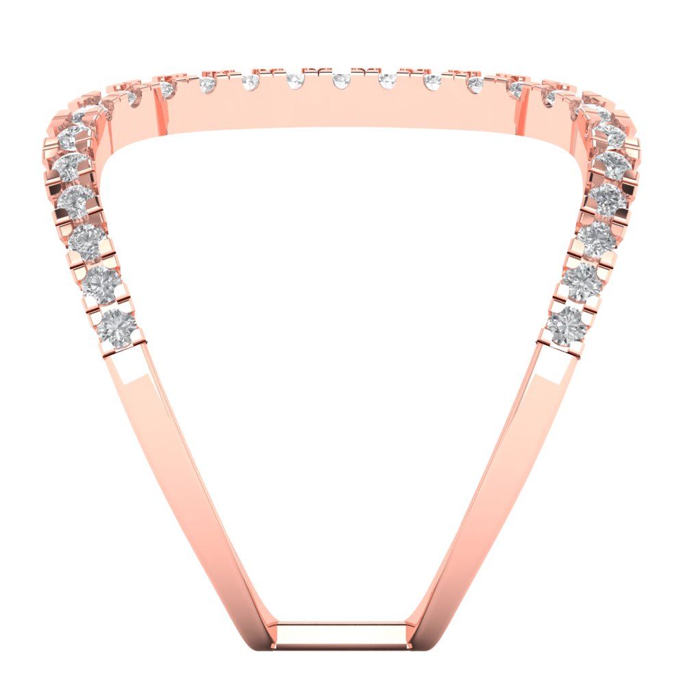 0.5 cttw Zirconia Simulated Diamond Statement Engagement Ring - Solid Rose Gold (VVS1, Round Cut,1.3mm)