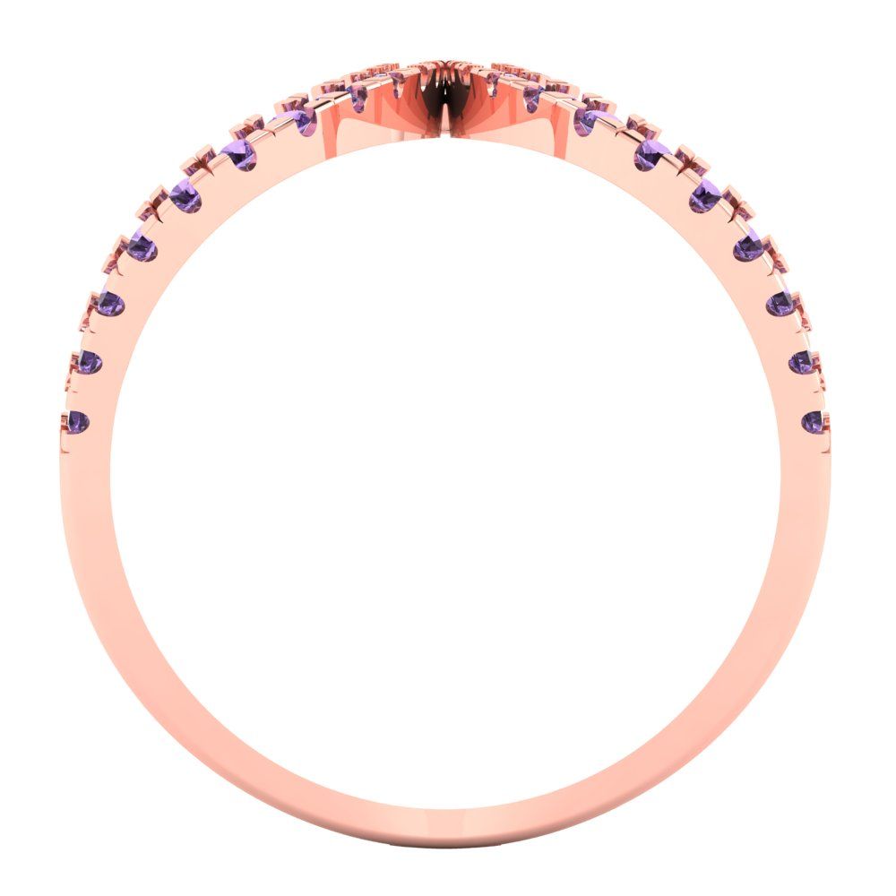 0.5 cttw Simulated Alexandrite Statement Engagement Ring - Solid Rose Gold (VVS1, Round Cut,1.3mm)