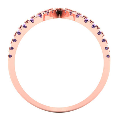 0.5 cttw Simulated Alexandrite Statement Engagement Ring - Solid Rose Gold (VVS1, Round Cut,1.3mm)