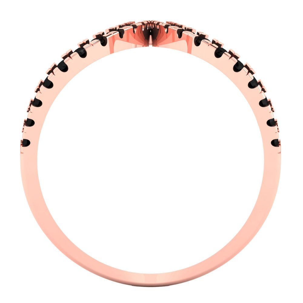 0.5 cttw Natural Onyx Statement Engagement Ring - Solid Rose Gold (VVS1, Round Cut,1.3mm)