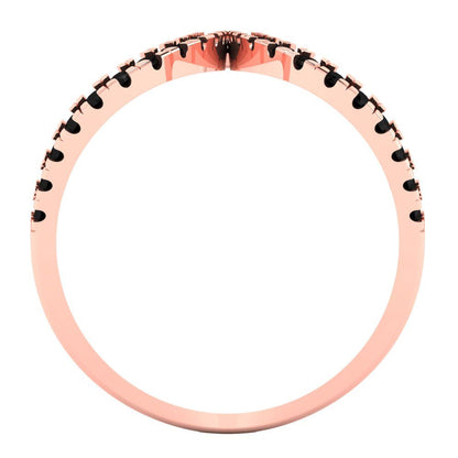 0.5 cttw Natural Onyx Statement Engagement Ring - Solid Rose Gold (VVS1, Round Cut,1.3mm)