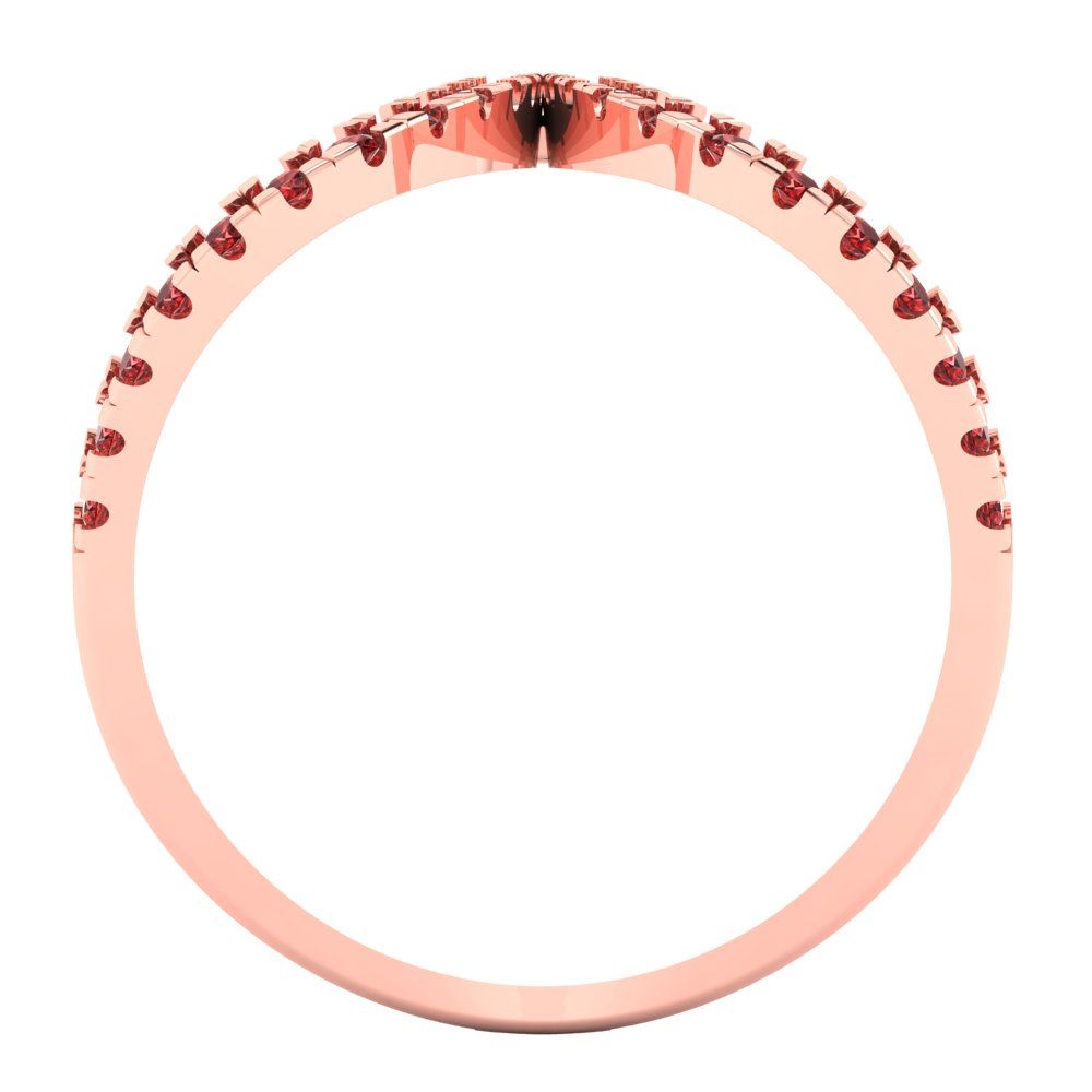 0.5 cttw Natural Garnet Statement Engagement Ring - Solid Rose Gold (VVS1, Round Cut,1.3mm)