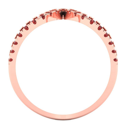 0.5 cttw Natural Garnet Statement Engagement Ring - Solid Rose Gold (VVS1, Round Cut,1.3mm)