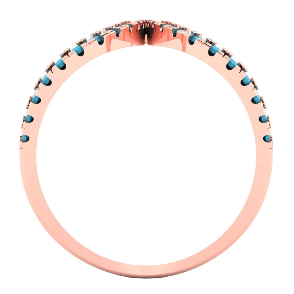 0.5 cttw Simulated Turquoise Statement Engagement Ring - Solid Rose Gold (VVS1, Round Cut,1.3mm)