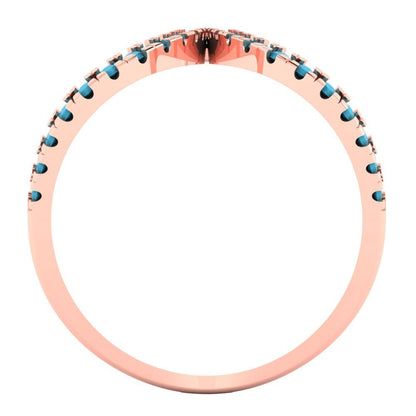0.5 cttw Simulated Turquoise Statement Engagement Ring - Solid Rose Gold (VVS1, Round Cut,1.3mm)
