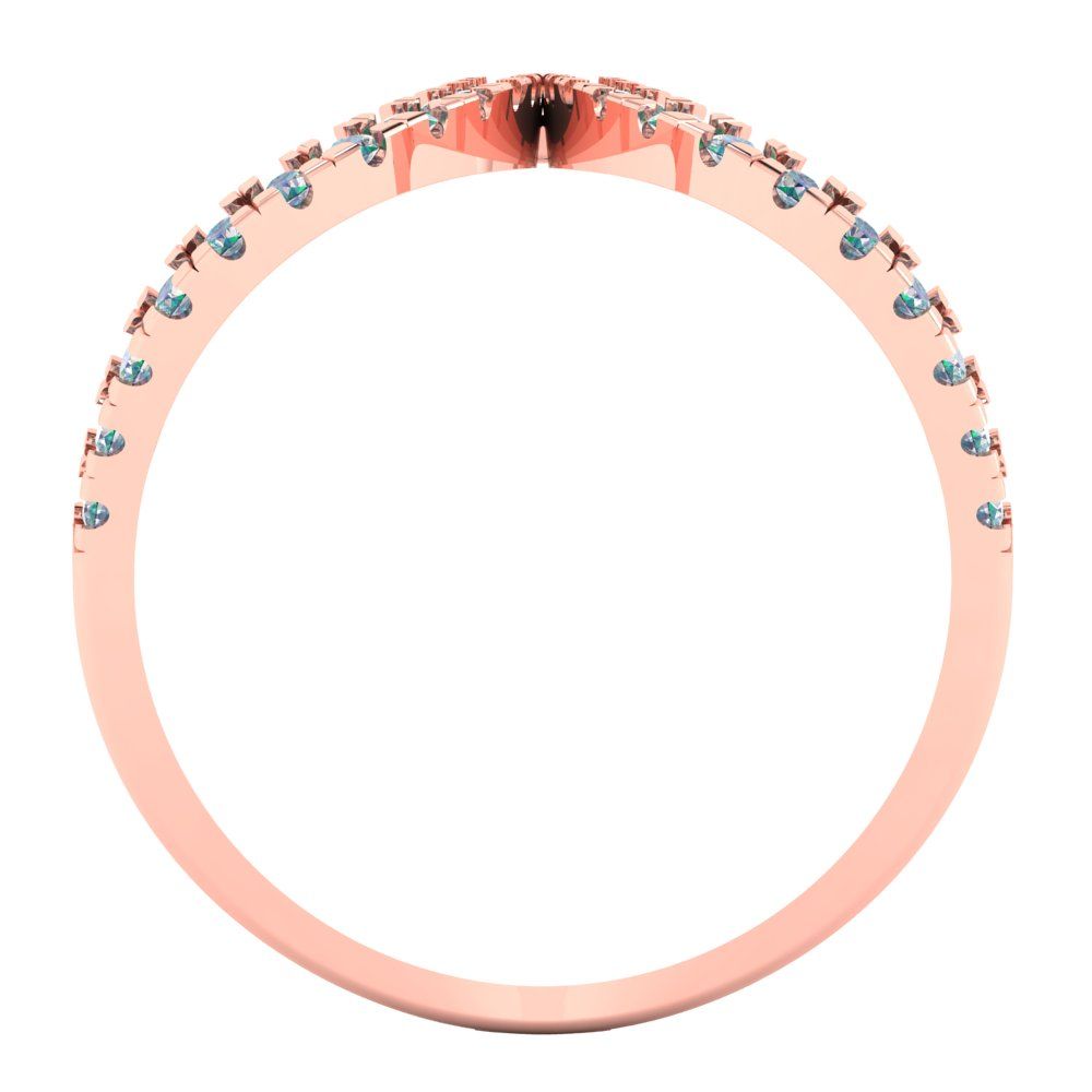 0.5 cttw Blue Moissanite Statement Engagement Ring - Solid Rose Gold (VVS1, Round Cut,1.3mm)