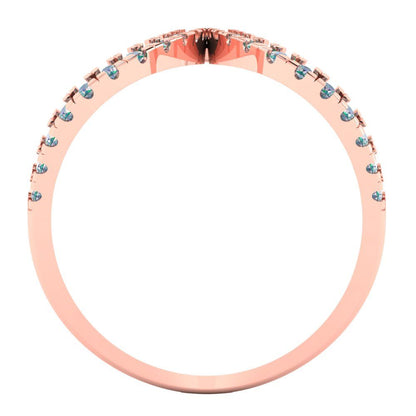 0.5 cttw Blue Moissanite Statement Engagement Ring - Solid Rose Gold (VVS1, Round Cut,1.3mm)